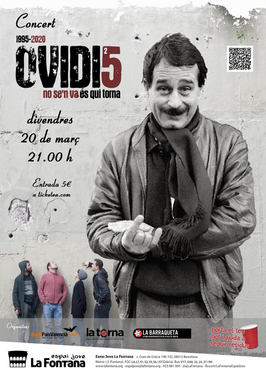 Falta un mes! Reserveu-vos la data! 😉 
#Ovidi #ViladeGràcia