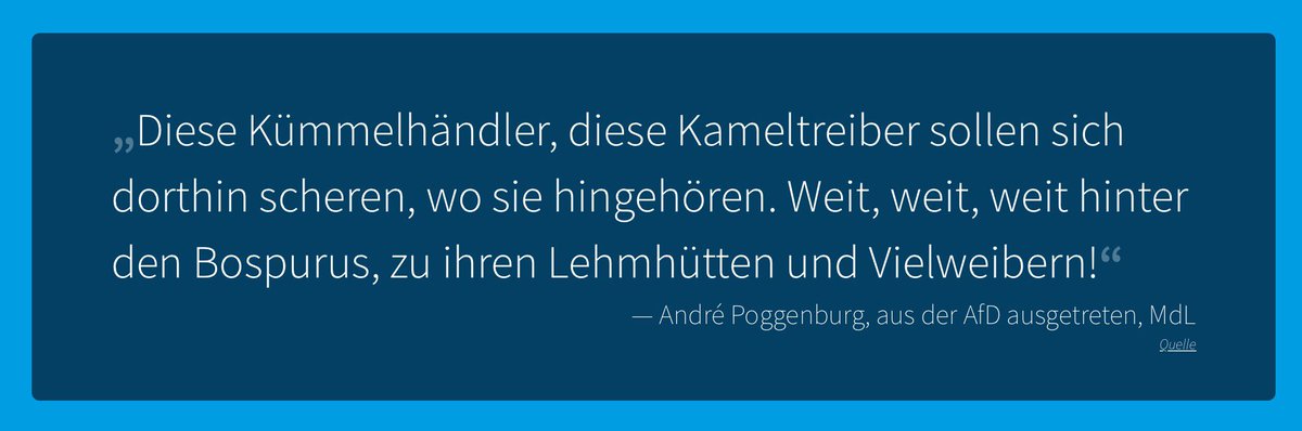 ReinhardPeters's tweet image. Mit solchen Sprüchen &amp;amp; kruden, menschenverachtenden Thesen wurde der Hass geschürt, der schwache Menschen aufstachelt &amp;amp; dazu bringt, solch sinnlose, furchtbare Taten wie in #Hanau, #Halle oder #Kassel zu begehen.

#AfDVerbotJETZT

Hier nachzulesen 👉das-ist-afd.de