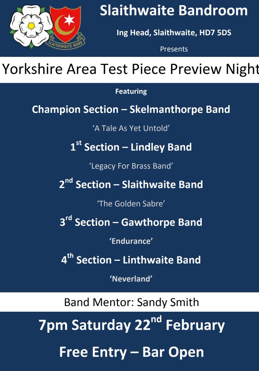 This Saturday please join us along with <a href="/Skelmanthorpe/">Skelmanthorpe Bands</a> <a href="/LindleyBand/">The Lindley Band</a> <a href="/Gawthorpe85/">Gawthorpe Brass '85</a> @linthwaiteband doors open 6pm