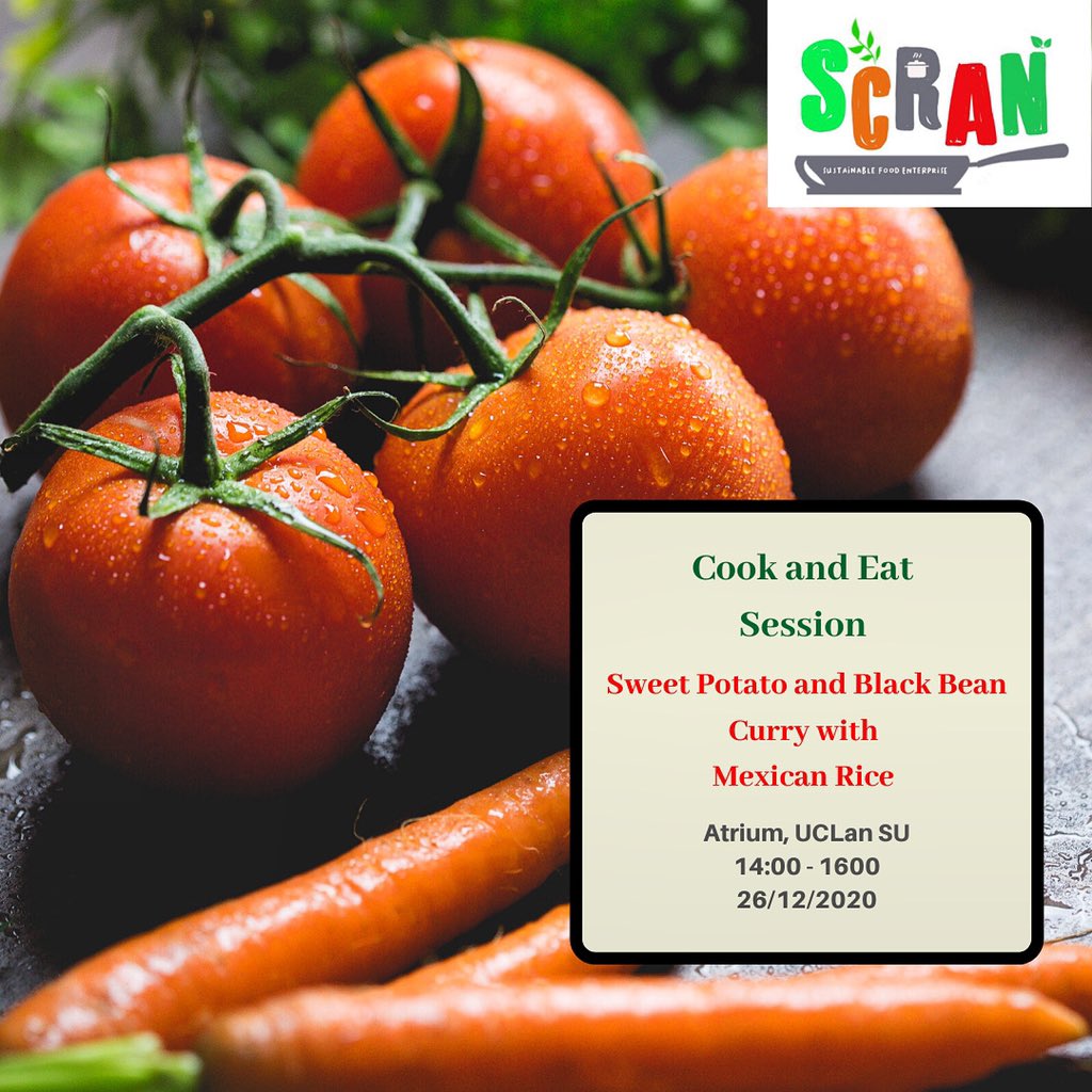 ScranHQ's tweet photo. Very excited for our next Cook and Eat Session on Wednesday. Our volunteers will be cooking sweet potatoe and black bean curry and Mexican rice. 💚🍛 https://t.co/eD3KFfr9ff