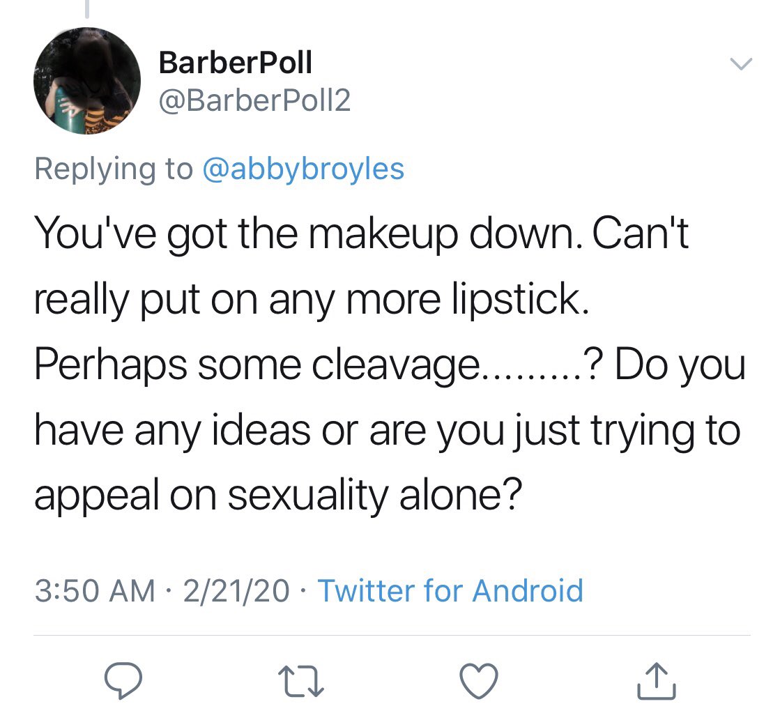 abbybroyles's tweet photo. When you’re a *woman* running for office, you never know what you’re going to wake up to read. 🙄

Btw, I’ve got a lot of ideas ➡️ https://t.co/v0AifMplyN -AB https://t.co/h5NTXtyhDS