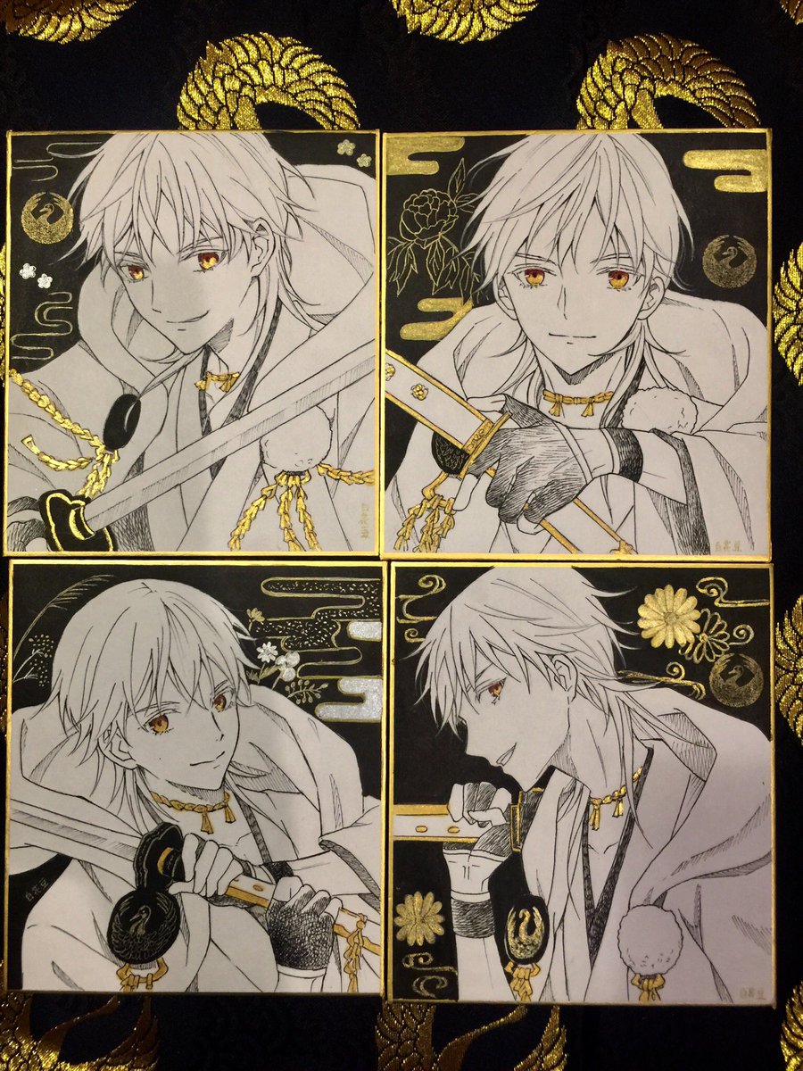 ミニ色紙の絵柄です❣️
戦闘&amp;2部衣装です?
画像じゃ分かりづらいですが、キラキラしてるのでぜひ実物見に来てくださいね? 