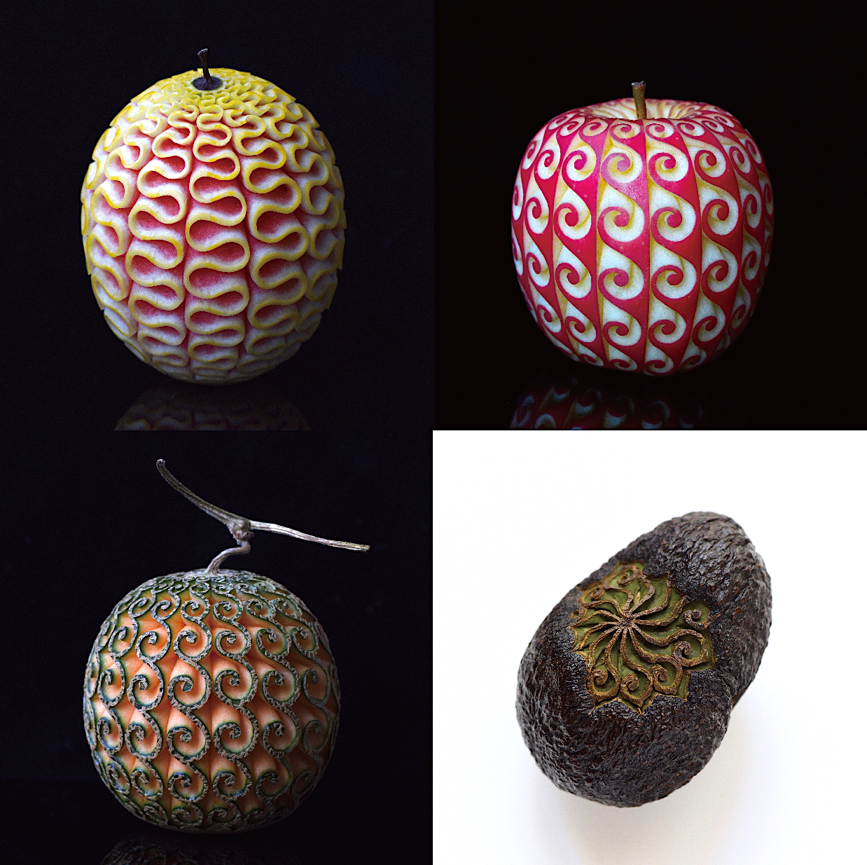 佐藤朋子 Onepieceのアートプロジェクト Bustercall に参加しています 悪魔の実 をイメージして４種類の果物に彫刻しました La 上海に続き日本での展示が始まります 詳細は T Co Bm2g6n5j8r Bustercall Onepiece バスターコール