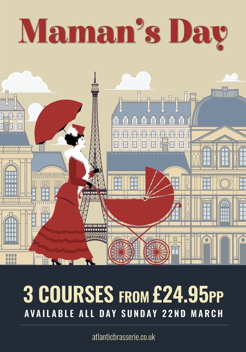 Don’t forget, Fête des Mères is just a few weeks away so why not start thinking about how to treat that special woman in your life?

We have put together a delicious 3 course French menu from just £24.95 pp which you can view on our website. To book -
atlanticbrasserie.co.uk/bookings