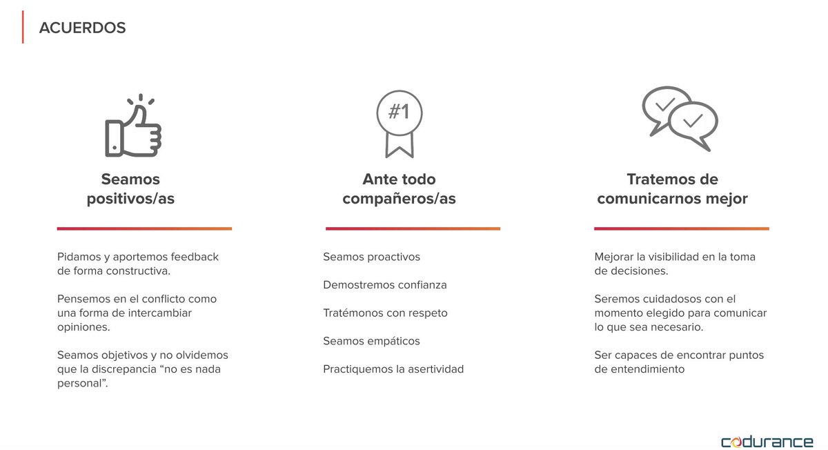 codurance_ES's tweet photo. Nos sentimos orgullosos de nuestros acuerdos como equipo. Si para ti también es importante poder desarrollarte en un ambiente constructivo y de confianza únete a nosotros. 👉👉👉👉👉We are hiring! https://t.co/WXM4Vhl84J #craftatheart #codurance #lifeatCodurance https://t.co/kEpf77Jkyb