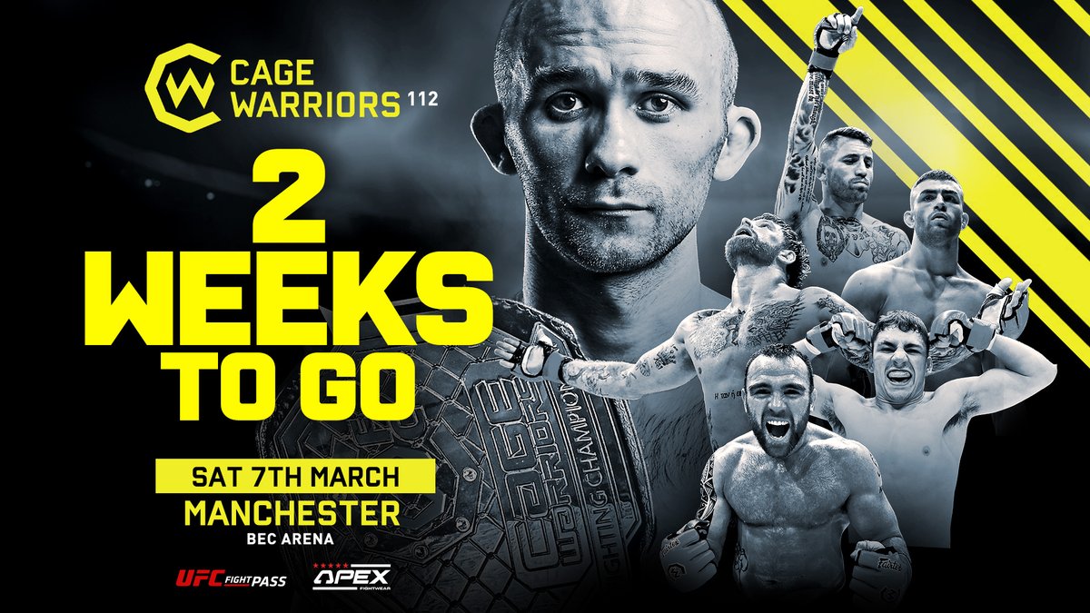 CageWarriors's tweet photo. 2 WEEKS.

Champion Jack Cartwright, @mickystano, @stapes_50cal, @adamproctor95, Liam Gittins... the North is out in force!

March 7th we make our Manchester debut 🔥

Tickets ➡️ https://t.co/rSo5BokNOX https://t.co/i06Waw7MXn