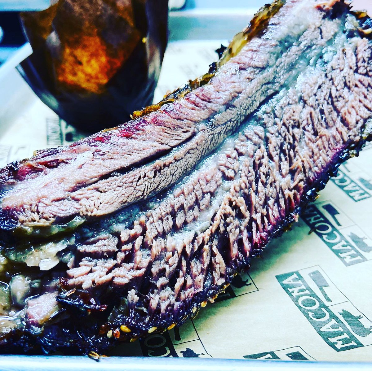 BbqMacona's tweet photo. Barney Rubble came thru on a Friday 👋 Beef plate ribs 🍖 🔥 #macona #maconavibes #whyilovecollingswood #notyourtypicalbbq #beefribs #brontosaurusrib https://t.co/1NGXZkSsCX