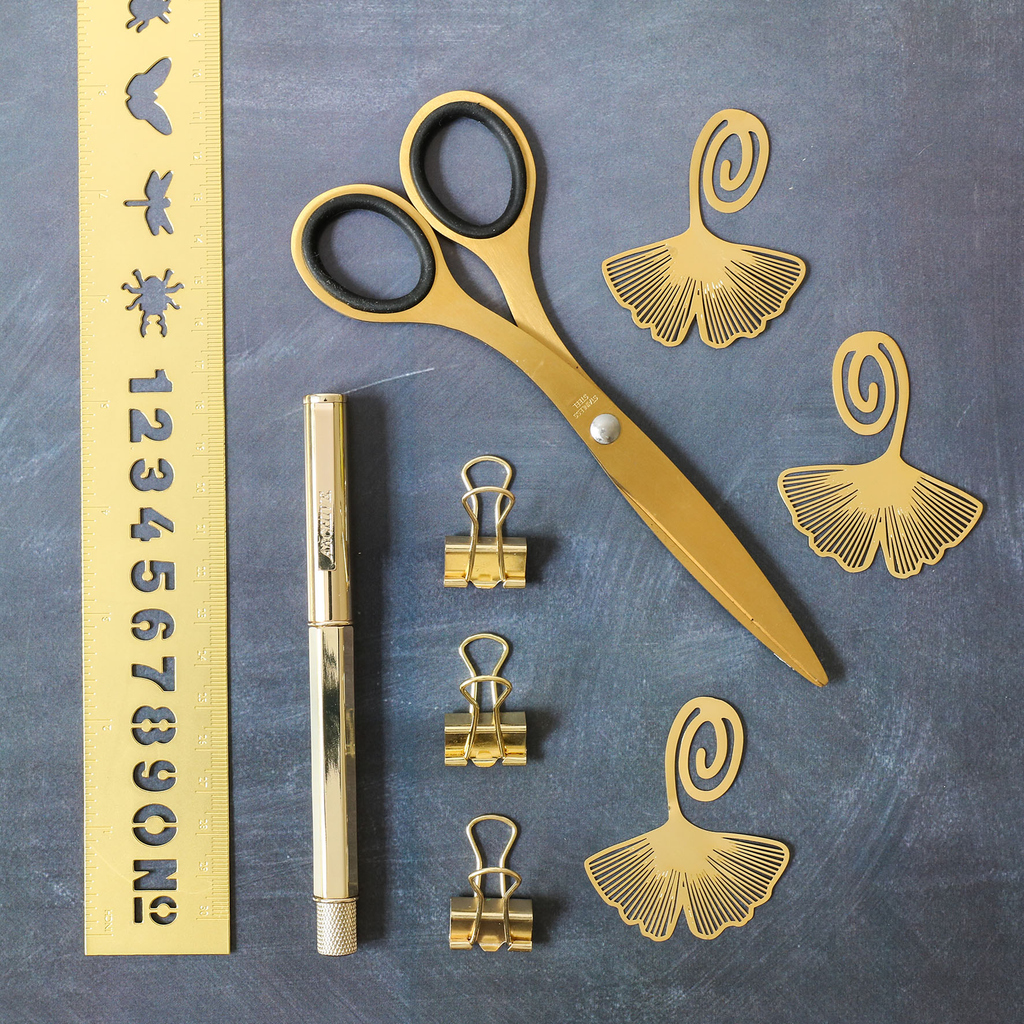 These beautiful brass pieces belong to our Archive range 🌟 including scissors, a stencil ruler, page markers and more 🌟⁠
.⁠
.⁠
.⁠
⁠
.⁠
#porticodesigns #stationery #stationeryaddict #stationeryfinds #gift #giftideas #giftsforher #giftsforhim #deskgoals #brass #scissors