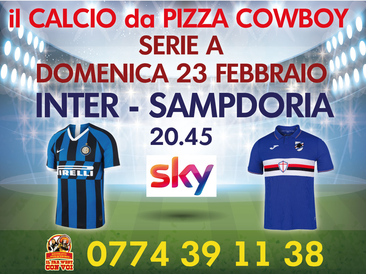 PizzaCowboy1's tweet photo. Calcio da PIZZA COWBOY 
✅Domenica 23 febbraio
12.30  #dazn #GENOA vs #LAZIO
20.45 Sky #INTER vs #SAMPDORIA

PRENOTA 0774 39 11 38
#ristorante #pizzeria #calcio #romaest #skysport #skycalcio #roma #birra #football #serieatim #pizzaecalcio #pizzaebirra #forzainter #forzalazio https://t.co/awRHQ2orIw
