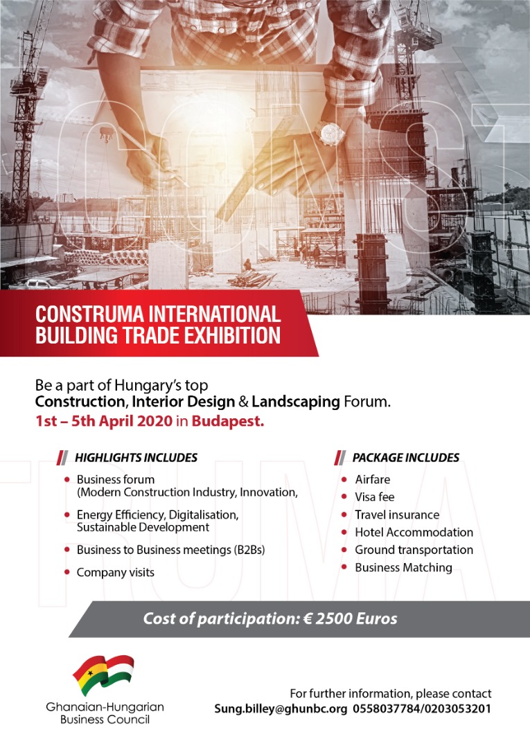 Join GHUNBC'S delegation to Budapest, Hungary for CONSTRUMA 2020. Send an email or call to register NOW! 
#CONSTRUMA2020 #Construction #interiordesign #Landscaping