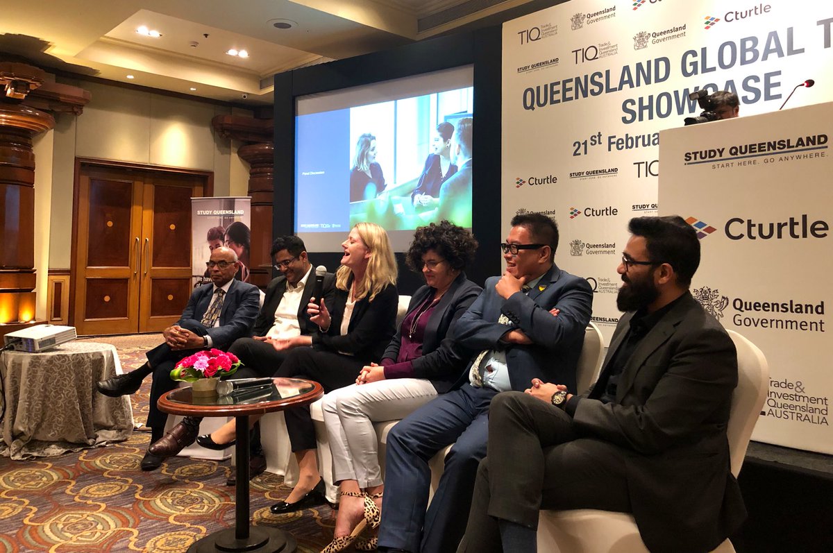 megs_shorty's tweet photo. Q&amp;A Panel with our #QLD universities to discuss the future world of work and how they develop #GlobalTalent at our @StudyQld Queensland Global Talent Showcase 🙌✨@ShazTzu @usqedu @QUT @Griffith_Uni @CQUni #SCU https://t.co/J9a3zExs2a