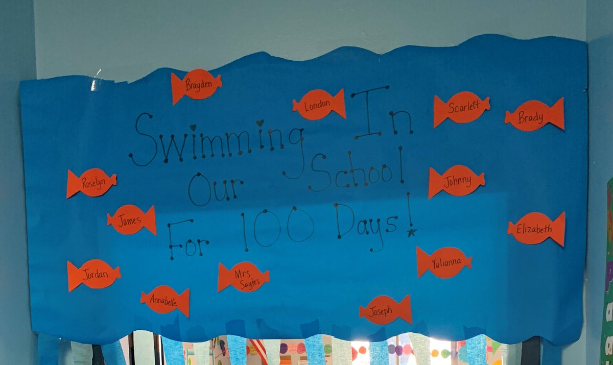 Happy 100th Day of School from Mrs. Sayles Class!!!! It is so nice to see students so happy about being in school for 100 days!