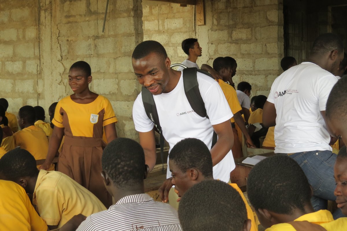 AIMSGhana's tweet photo. *Give back to the community*

AIMS Ghana @MastercardFdn Scholars engaged pupils of the Santeo Kpone Katamanso Municipal Assembly (KKMA) Basic School in teaching and other experiential learning activities this week. https://t.co/XwmY9sHfFR