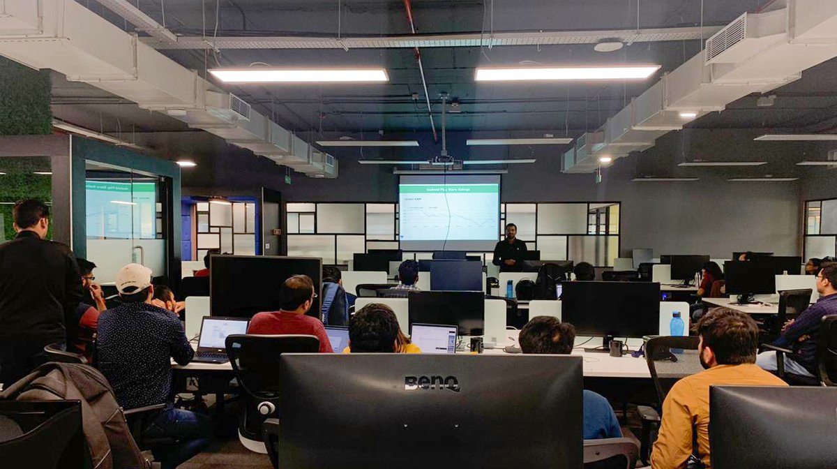 unacademytech's tweet photo. All the teams @unacademytech come together bi-weekly to share their work on a forum called the Demo day. Ecstatic to see all the teams present their work so enthusiastically! https://t.co/r6IHyiDff2