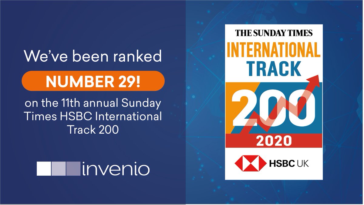 invenioLSI's tweet photo. We are thrilled to be ranked in The Sunday Times Fast Track HSBC International Track 200. Read more here: https://t.co/lNK6slycBr #IntTrack200 #Invenio #TheSundayTimes https://t.co/IFFxqSYaN4