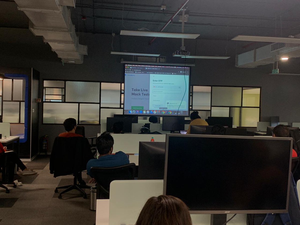 unacademytech's tweet photo. All the teams @unacademytech come together bi-weekly to share their work on a forum called the Demo day. Ecstatic to see all the teams present their work so enthusiastically! https://t.co/r6IHyiDff2