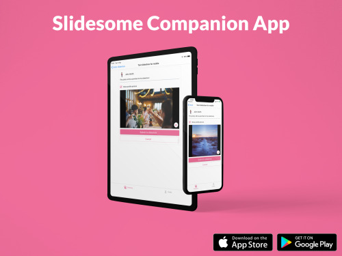 Slidesome's tweet photo. The Slidesome Companion App is now available on Google Play and App Store. The app makes it easier than ever to post to live slideshows without having to post to social media. Check out our latest blog for more info: https://t.co/HJwwLTkK13  #events #socialwall #digitalsignage https://t.co/7Bjbz7g42w