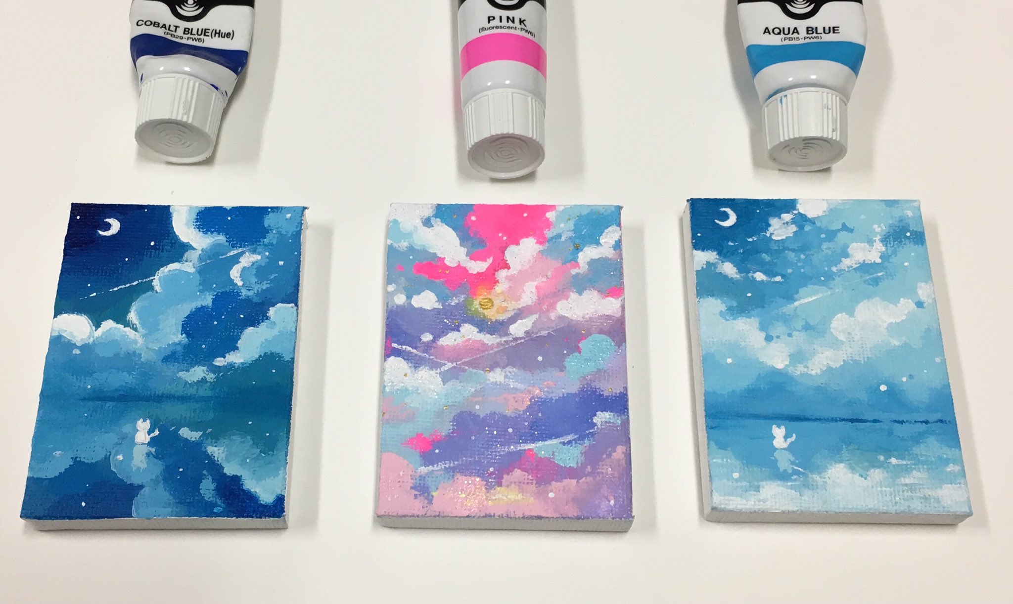 F3キャンバス「クロアチアのどかな風景」アクリル画、風景画、原画