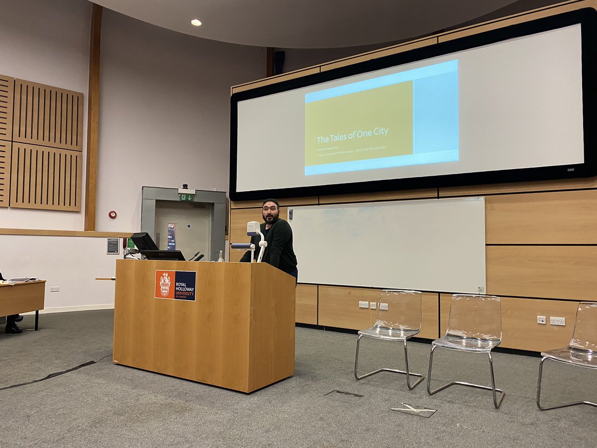 Alex_Khaleeli's tweet photo. Kicking off the third panel at @CIWAS_RHUL is @Everydaypolitik - a combatant anthropologist (not an academic who gets into fights!) - who is talking about the contested zone of wall paintings in Isfahan: Between religious rhetoric, tourist-friendly art, and graffiti! https://t.co/Jh5mJ6z4A0