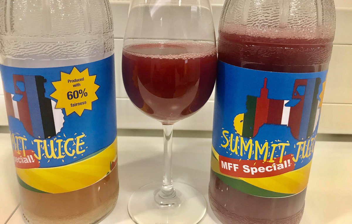 Jovita_Pra's tweet photo. #TGIF #EU way: a glass of summit juice from the @BalticFarmers while waiting for #MFF #EUCO to resume. Tastes a little bit like an apple of discord but I do hope for a cherry 🍒 of fairness on the dinner cake 🍰tonight https://t.co/RECVJHHEfP