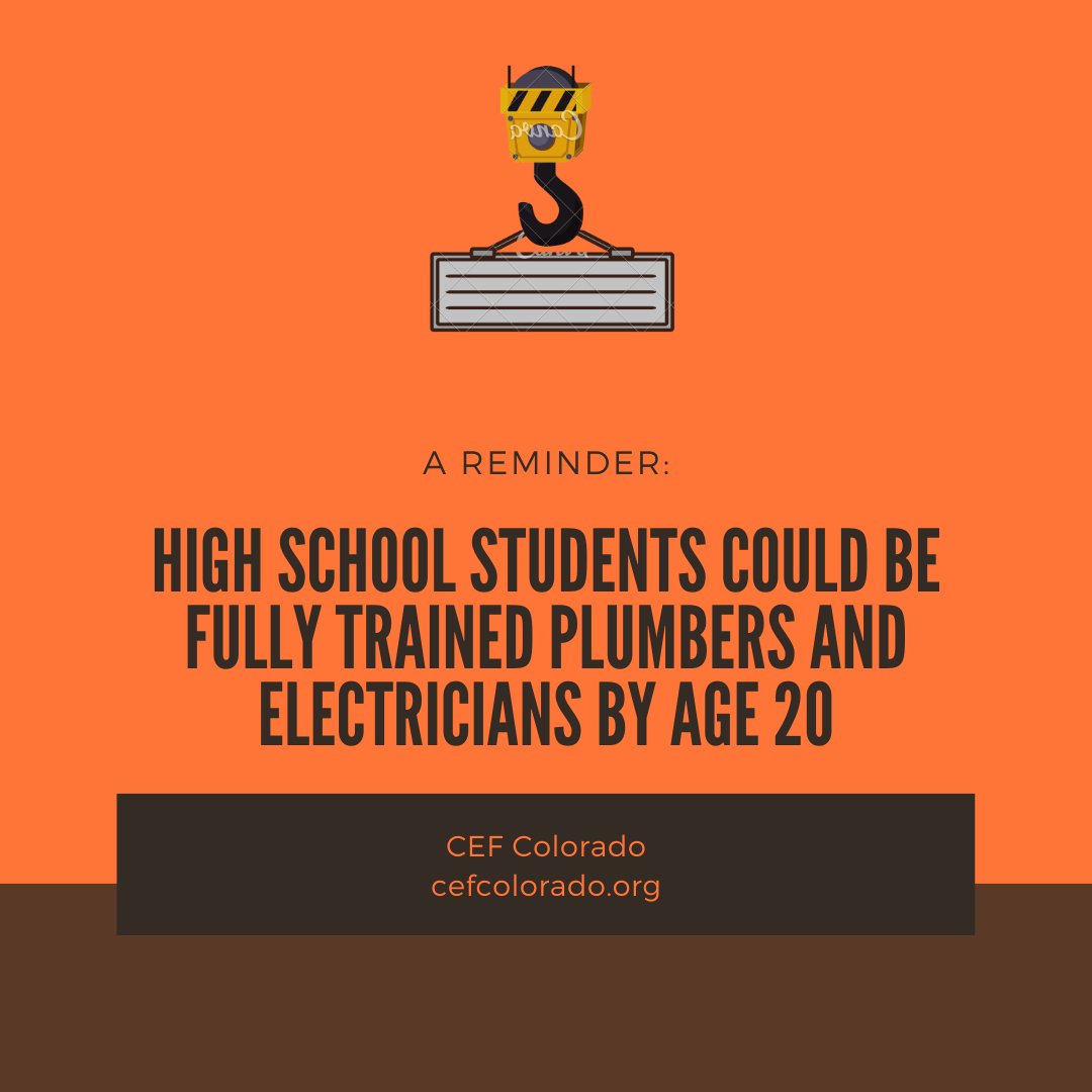CefColorado's tweet photo. #ICYMI "High school students could be fully trained plumbers and electricians by age 20" https://t.co/OYswjncwMn Let's help our high school students get back into the trades. Learn more https://t.co/VbGlzm0yRJ #CEFColorado #ConstructionCareers https://t.co/xv7BNkFSo0
