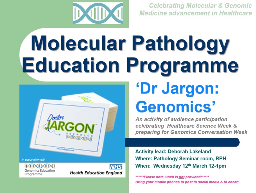 DeborahLakeland's tweet image. Date for your diaries folks to celebrate #HCSWeek20 and prepare for our week of #GenomicsConversation 
@CSOSue @Angelafifty @IBMScience @thewisecampaign @WeHCScientists @genomicsedu @futureNHS @DrJargon @LancsHospPath  @catherinemross