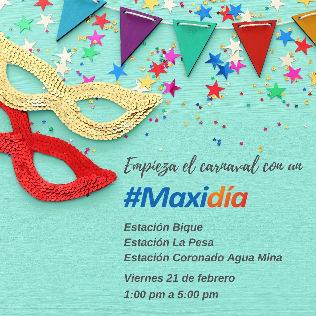 PetroleosDelta's tweet photo. Empezamos el #CarnavalPanama con un #MaxiDia!!! 🎉🙌🏼 hoy, viernes de carnaval los esperamos con premios y sorpresas en las estaciones Bique, La Pesa y Coronado Agua Mina. #YoVoyADelta #Panama #Carnaval #DobleBueno #PetroleosDelta https://t.co/p1qp5fnHtj