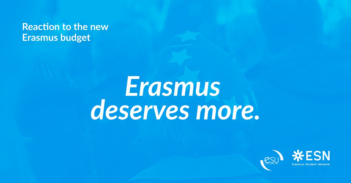 📣 <a href="/ESN_Int/">ESN International</a> &amp; <a href="/ESUtwt/">European Students' Union (ESU)</a> call upon <a href="/EUCouncil/">EU Council</a> and the Member States not to threaten the progress of <a href="/EUErasmusPlus/">Erasmus+</a>, by committing to the <a href="/Europarl_EN/">European Parliament</a>’s proposal to increase the funding for the next Erasmus Programme by three times.
➡️ esn.org/news/claiming-…