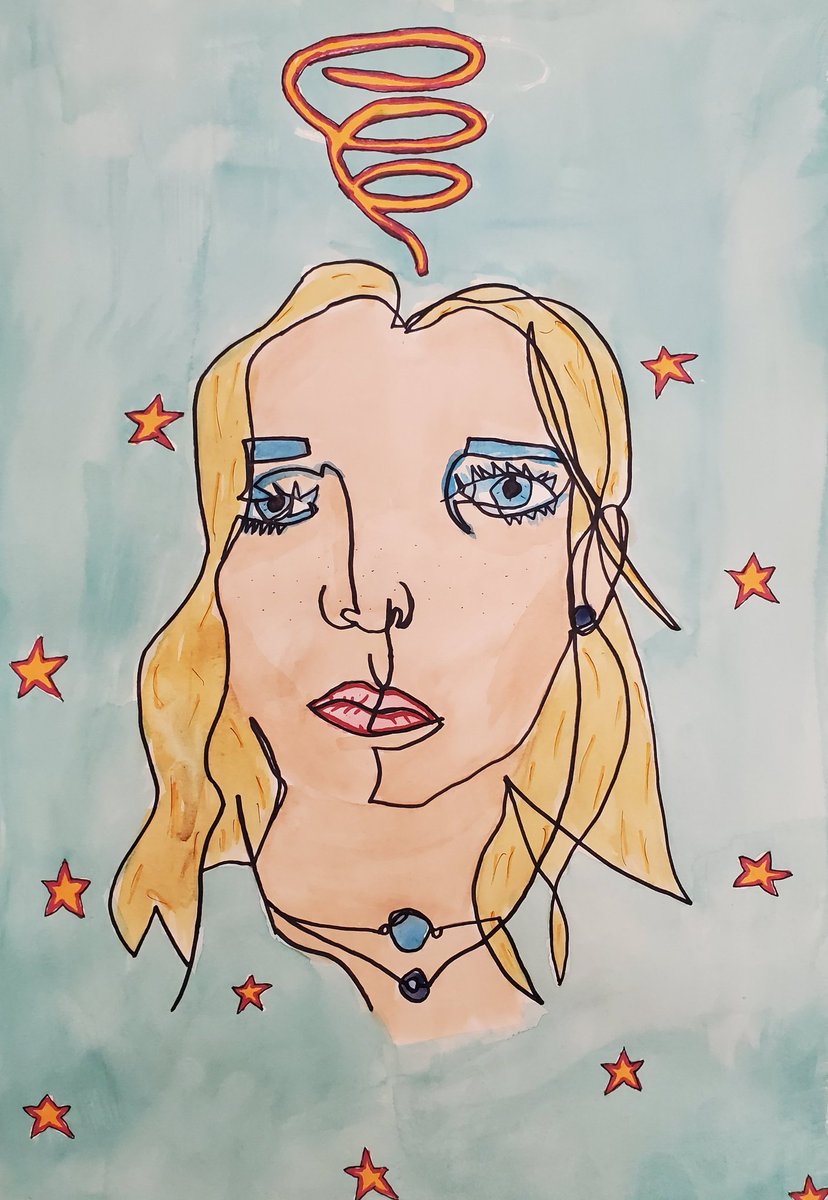 MrsStanleyArt's tweet photo. (PART 2) After practicing #blindcontour &amp; #modifiedcontour drawing, Drawing &amp; Painting students had to take their favorites &amp; turn them into fully finished/developed pieces of artwork. Open media/open interpretation. SUCH creative solutions. Love them! @northcolonieart #nccsart https://t.co/mdgq3HJ4me