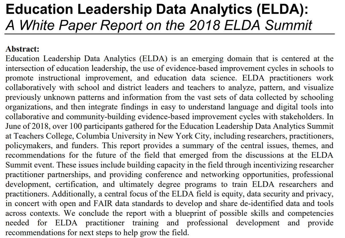 Alex_J_Bowers's tweet photo. #EdLeadership #DataAnalytics report now available #OpenAccess @ERICinfo @IESResearch!
How schools can combine #EdAdmin #EvidenceUse & #DataScience for improvement.
#MachineLearning #EdData #DataUse #BigData #Equity #EdPolicy #eAdministration #ELDASummit18
https://t.co/rZax30Fgid https://t.co/0AgzoIy7KR