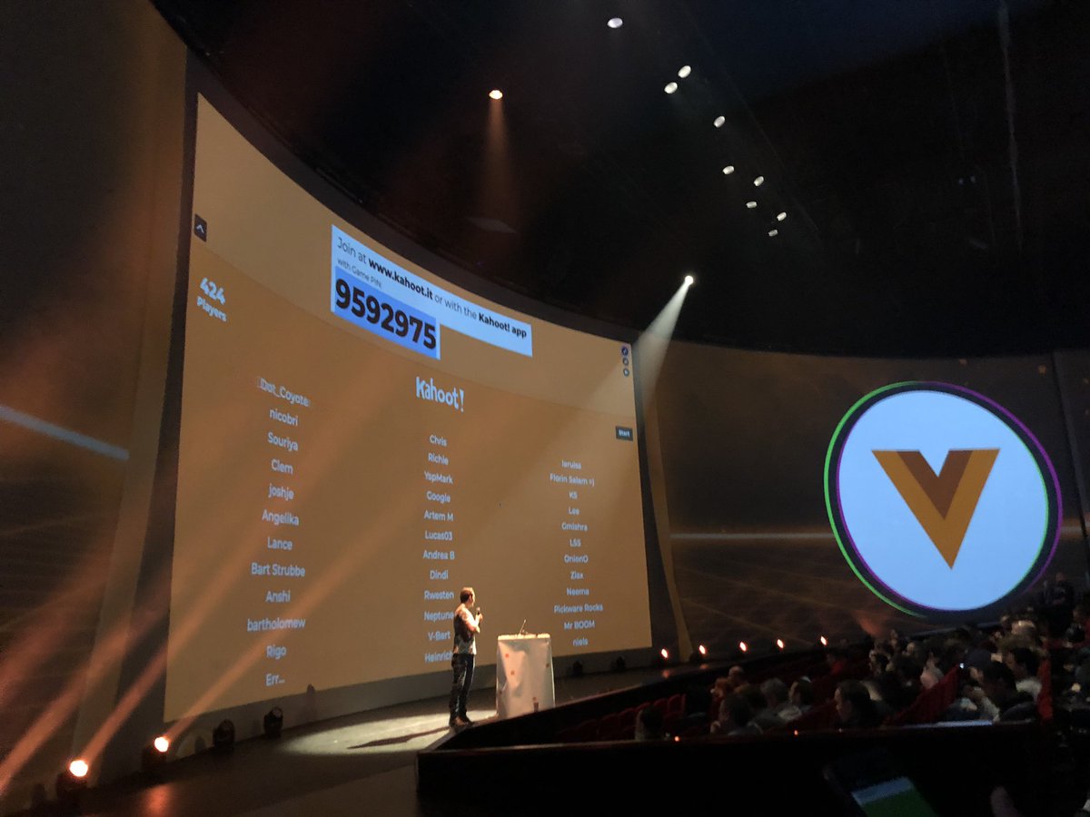 🎤🚀 whoot whoot Kahoooot by <a href="/FrontendNL/">Harijs Deksnis</a> made possible by <a href="/passionpeopleNL/">Passionate People</a> 600+ participants with some great price winners 😬😄 #vuejsamsterdam #javascript #vue #vue3 #vuejs