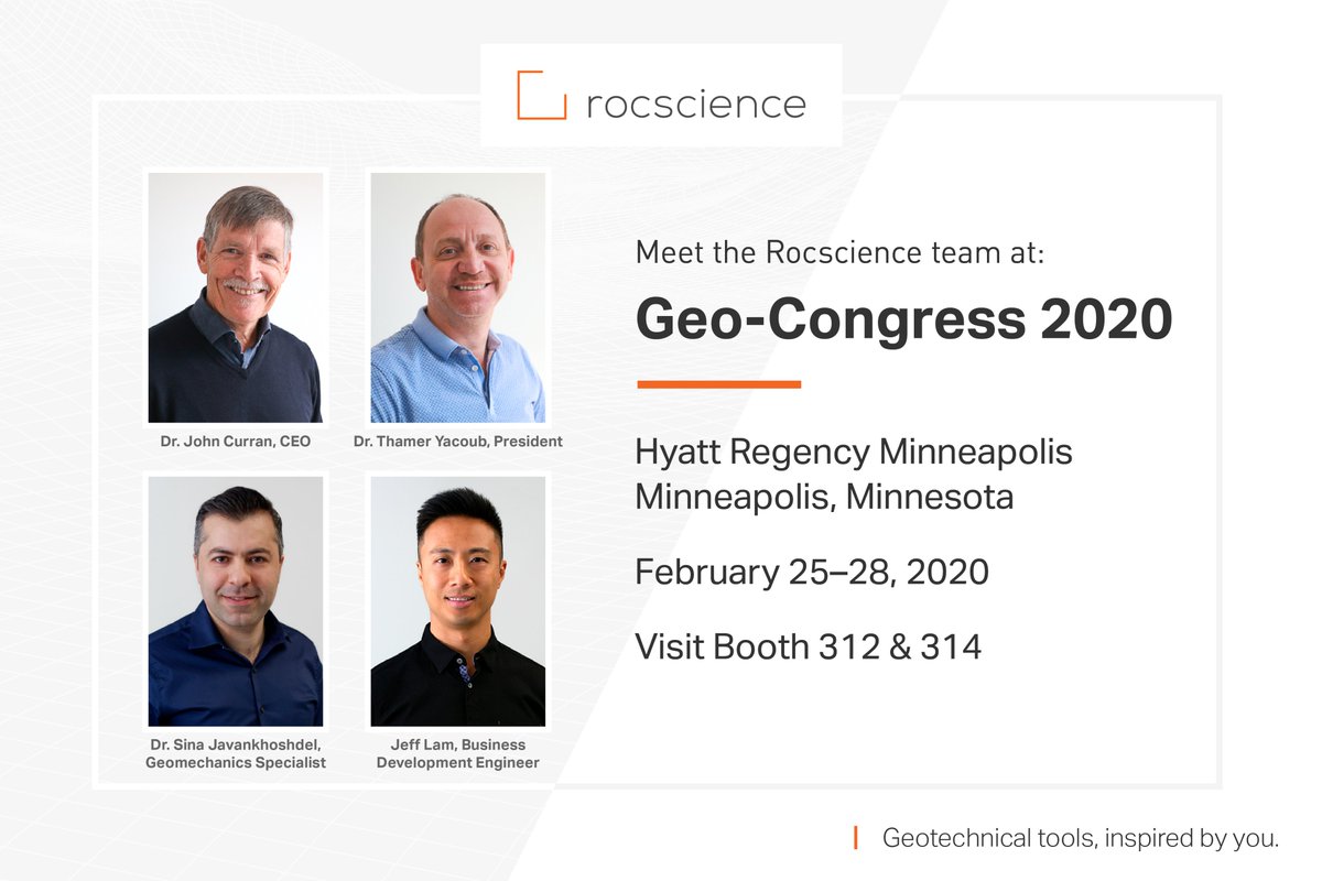 Rocscience On Twitter Geocongress2020 Next Week Meet Rocscience Ceo Dr John Curran And President Dr Thamer Yacoub At The Rocscience Booth 314 Between 25th 28th Feb 20 And Discover All The Cool Things We