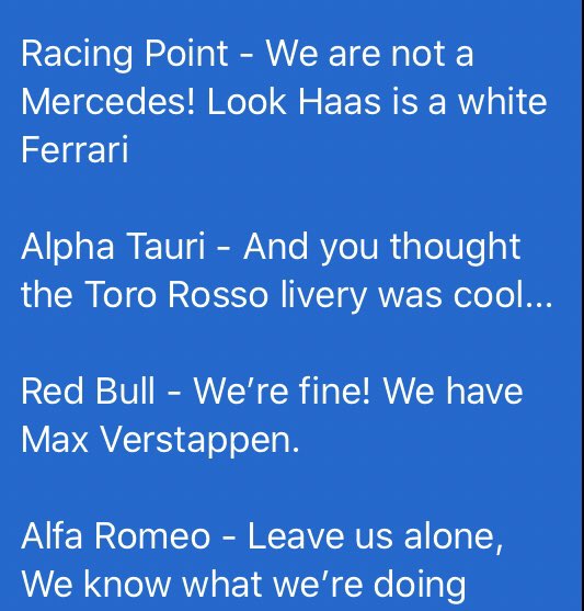 Polemates1's tweet photo. Pre season testing so far in a nutshell! 😂 #F1Inbox #F1 #FormulaOne #Formula1 #Barcelona https://t.co/9gjzfJ5nSb