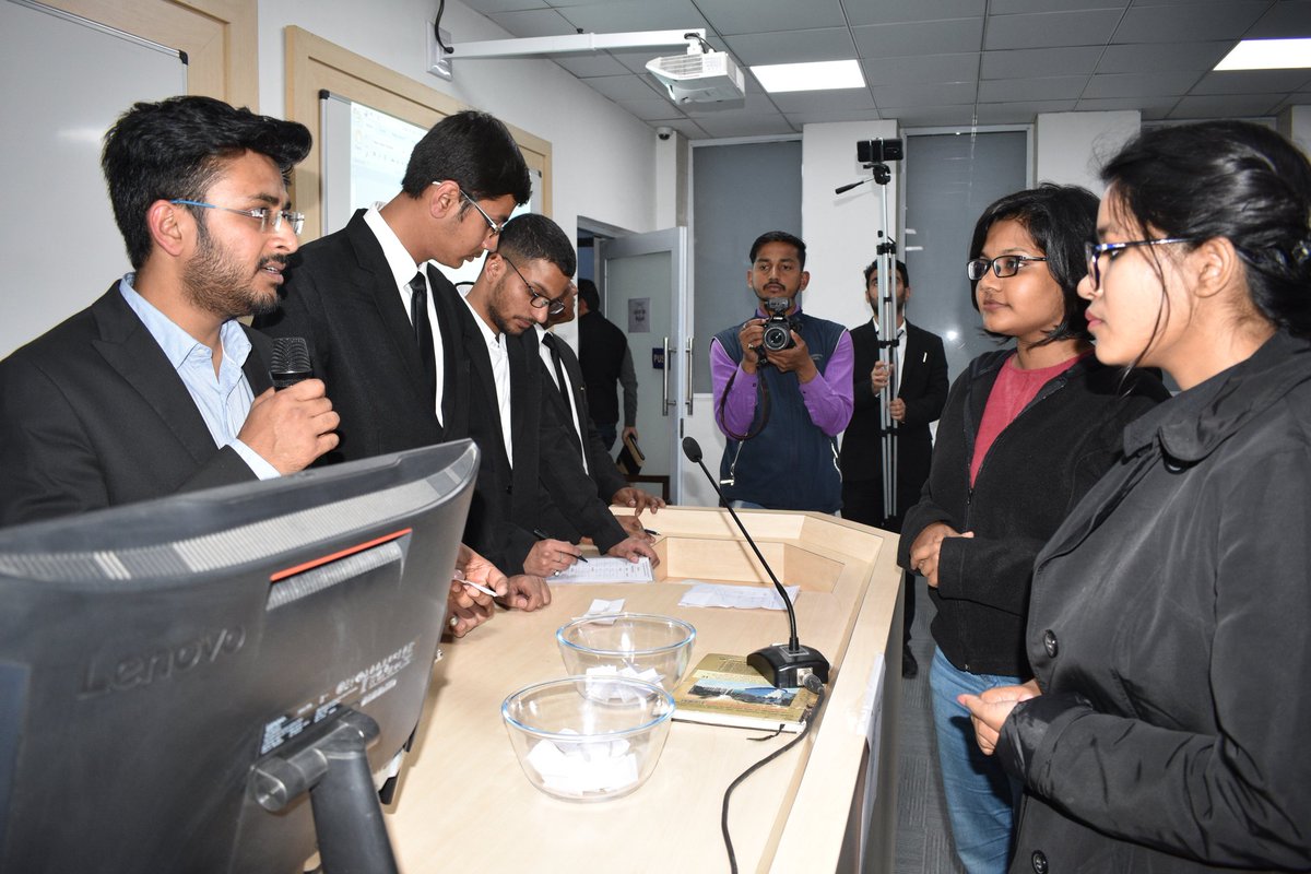 LloydCollege's tweet photo. The most awaited time of the day. Here we are beginning the draw of lots and memorial exchange. Letโs see how lucky our teams are this time.
#SAARCMOOT #mootingcompetition #lloydlawcollege #law https://t.co/ovwU47SYCg