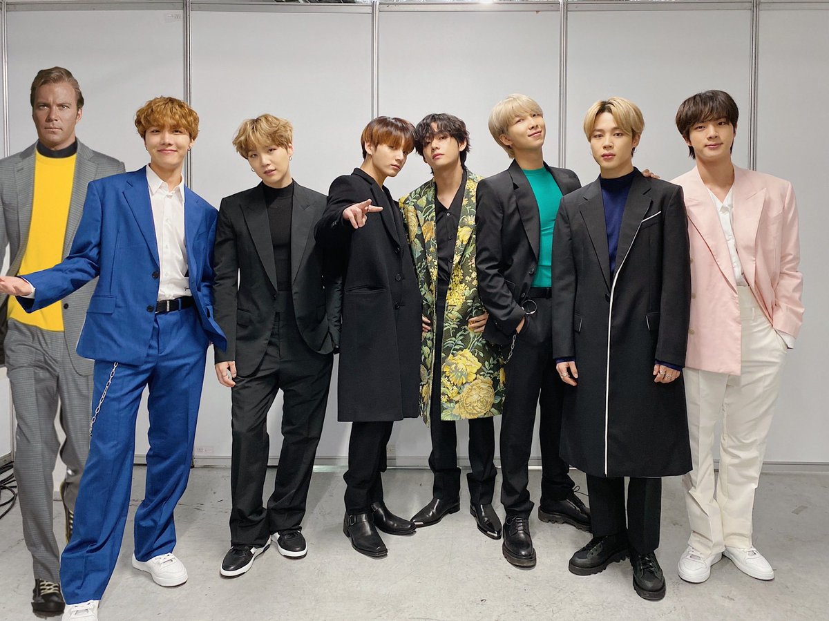 crystalstar_8's tweet photo. Mr. Shatner, don't you know you're already in the band? @WilliamShatner @BTS_twt #btsON #BTSComeback2020 #BTS #StarTrek #WilliamShatner https://t.co/aZxRqSVG7v