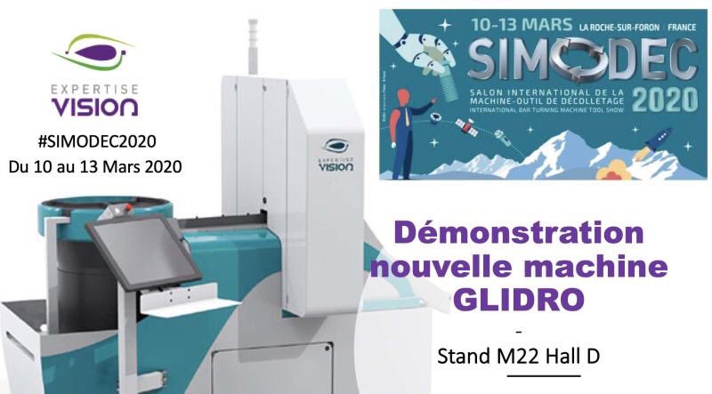 jmrclerc's tweet photo. INVITATION à démonstration #simodec2020
@expertisevision -- > Nouvelle machine GLIDRO : Inspection et le tri à 100% automatique des pièces mécaniques par vision industrielle --> 🚦Stand M22 Hall D 🚦et assister à une démonstration live 👋 #simodec2020 https://t.co/0YPeI6OQKj