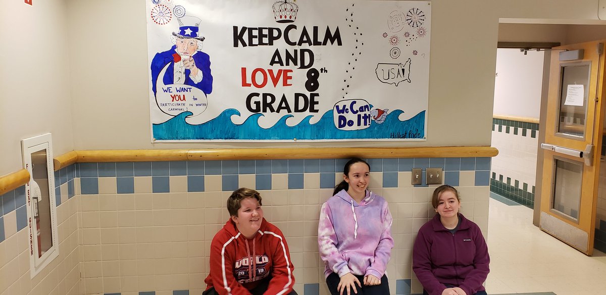 HillcatHDMS's tweet photo. Great job by these 8th grade students on their banner for winter carnival week!#hdmspride https://t.co/KNLily66Ko