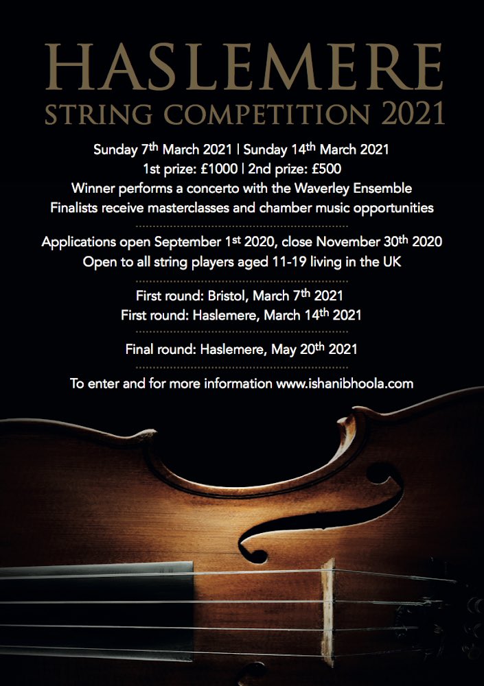 ibhoola's tweet photo. Entry is open #HaslemereStringComp 2021 @waverleyensemb1 entry at www.ishanibhoola@gmail.com https://t.co/6dwKuGVVzD