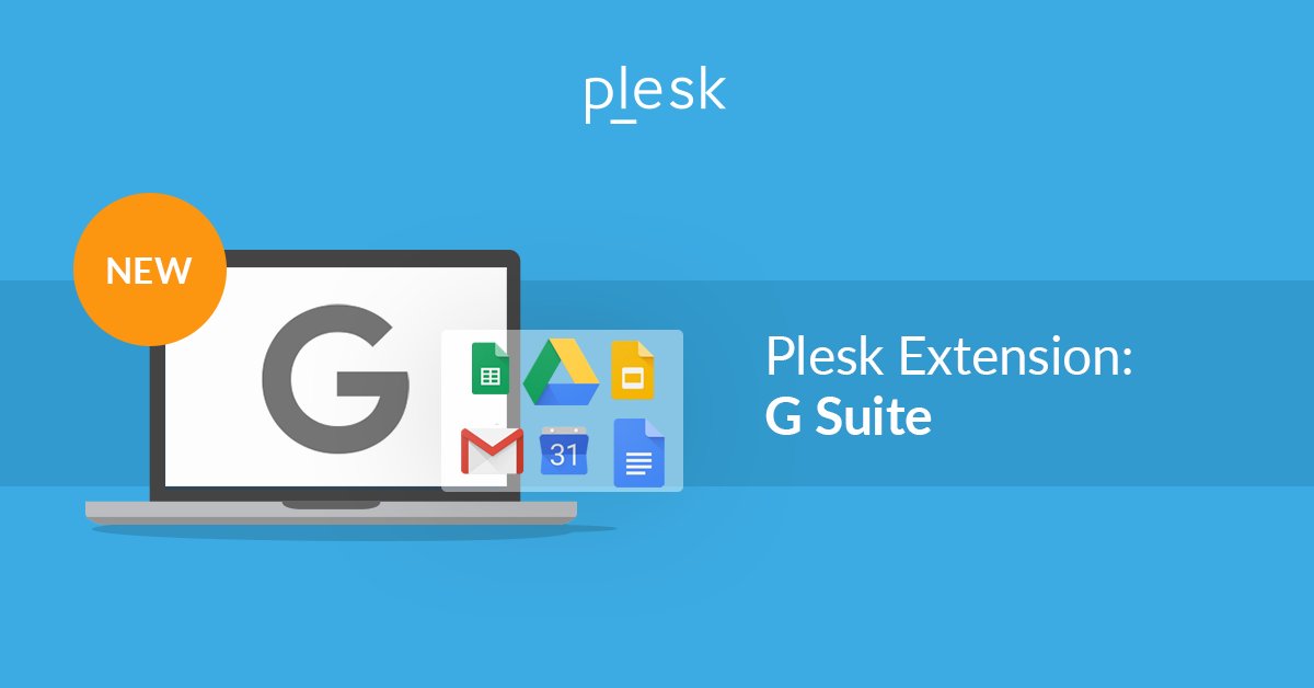 Plesk's tweet photo. G Suite is now available as an extension in Plesk! Get ✉️ Gmail, 📄Docs, 💿 Drive, and 📅 Calendar for business. 👉https://t.co/jMi5SVczjG https://t.co/Kzz4CuhcIL