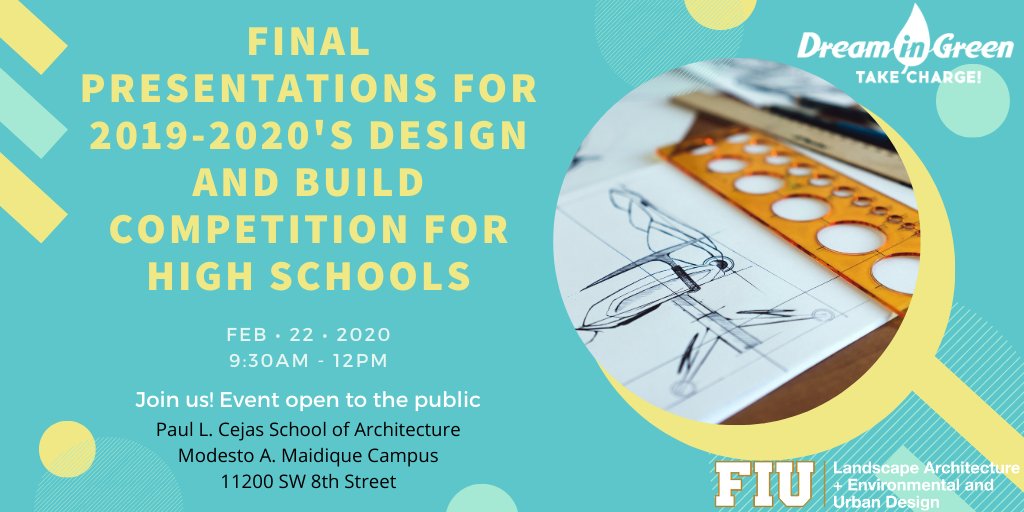 Dream_in_Green's tweet photo. Join us tomorrow as our high school teams present their 3D models of an area redesigned to deal with the impacts of sea level rise. Teams will present and be judged by a panel of experts. @FIUCarta
@fiuarchitecture https://t.co/90aqVQGGMF