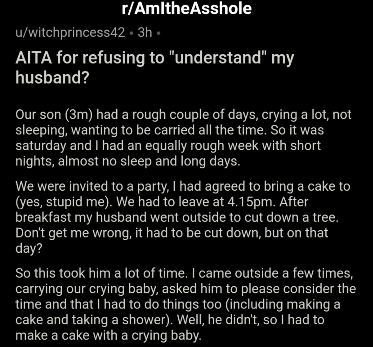 AITA_online's tweet photo. AITA for refusing to "understand" my husband?  https://t.co/o3oiRiNafq https://t.co/QbHKrlQzaI