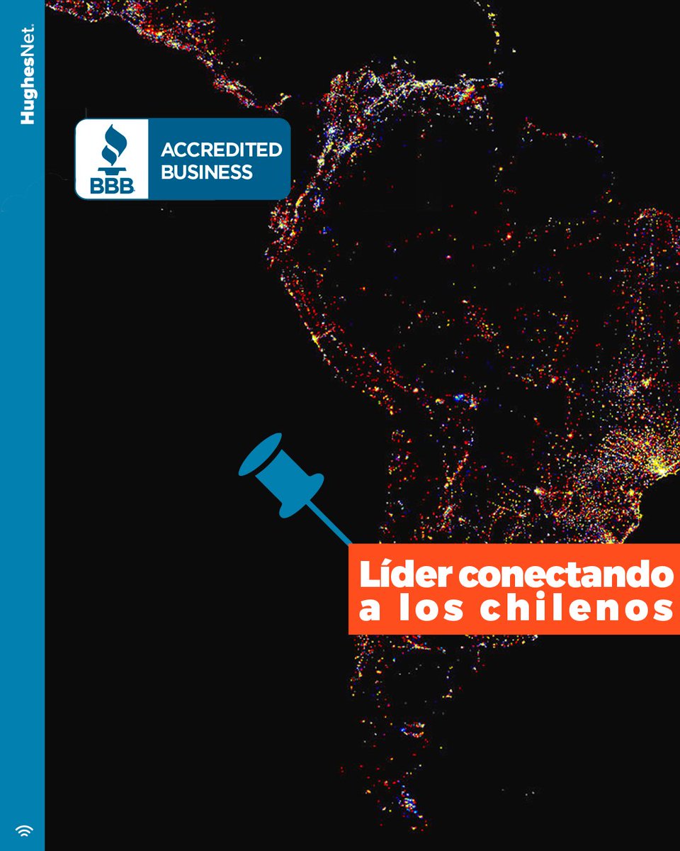 #HughesNet es líder en Estados Unidos, además cuenta con #certificaciónBBB de satisfacción del consumiror gracias a la tecnología avanzada que nos permite llegar donde otros no llegan y ahora también estamos en Chile. ​

Conoce todos los beneficios de tener #internetsatelital