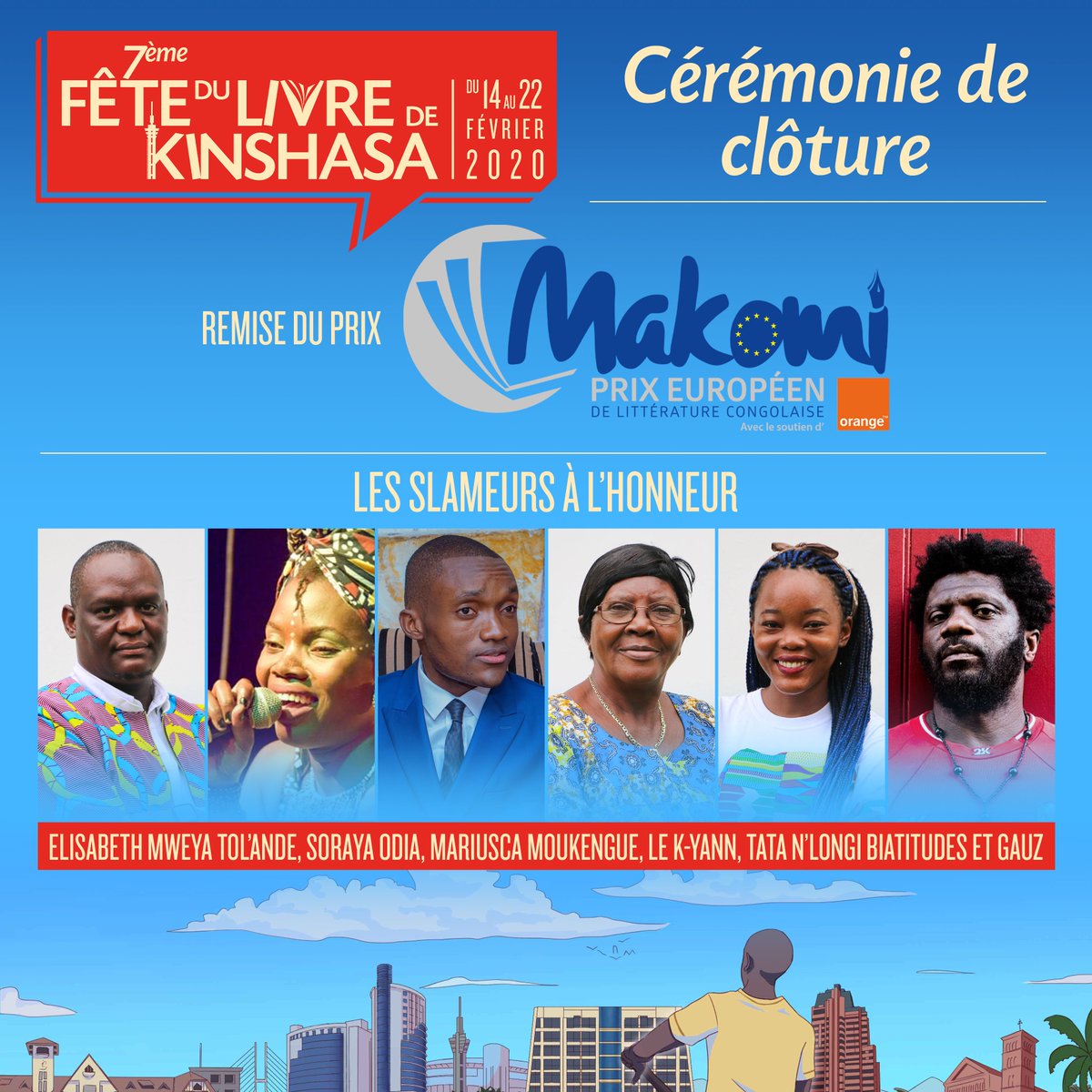 Orange__RDC's tweet photo. Dans le souci de soutenir la culture congolaise, Orange RDC a, lors de cette 7ème éd de la @FeteduLivre, intégré le Jury du Prix Makomi avec un comité de lecture composé de ses salariés.
#Rdv ce samedi 22/02 à l'Académie des Beaux-Arts pour la remise du prix Makomi Orange.
#FDLK7 https://t.co/2FoQz0FRLw