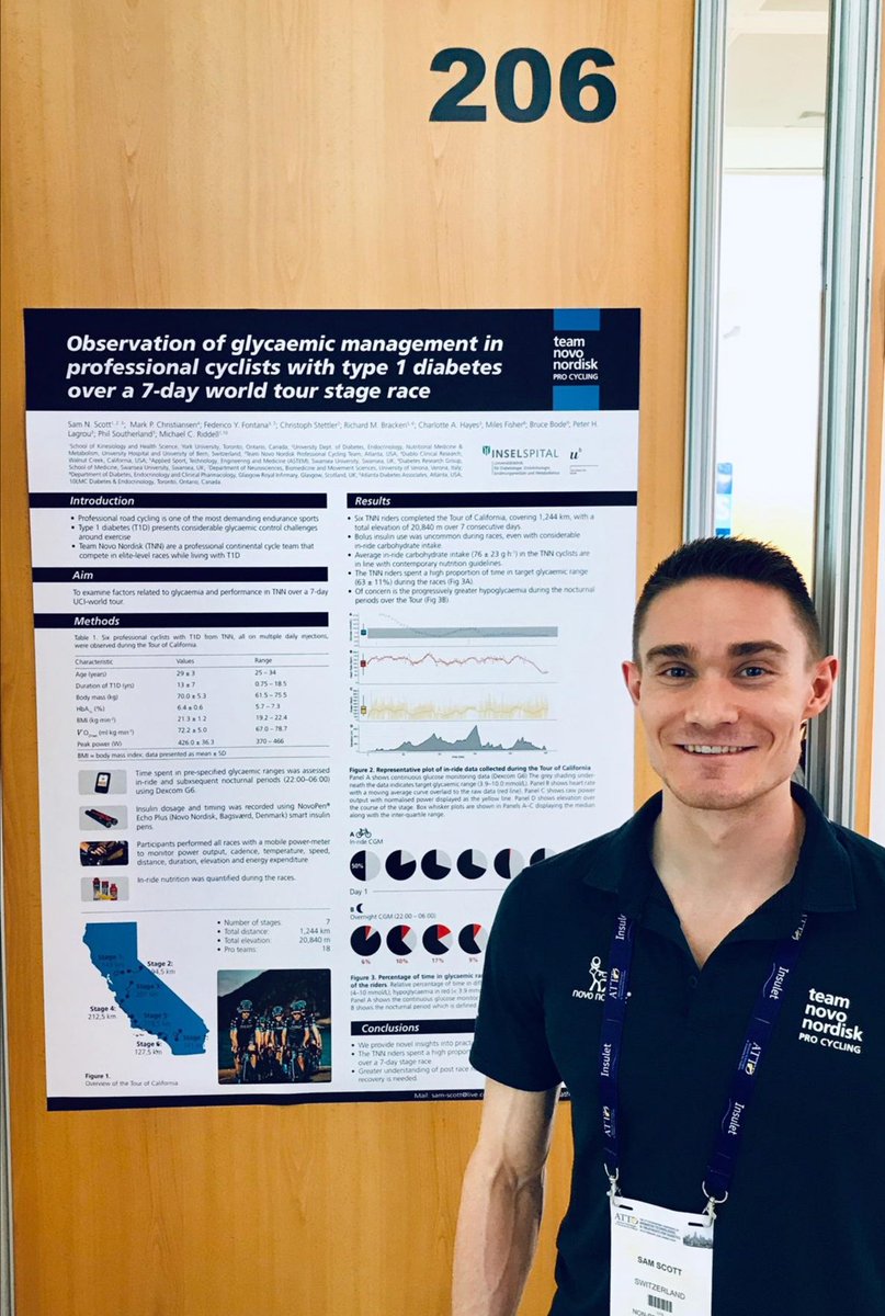 SamNathanScott's tweet photo. Our poster highlighting glycemic management in elite athletes with type 1 diabetes over a world tour stage race is still on display at #ATTD2020 

@teamnovonordisk @dc_berne @MCRiddell1 @bracken_rich @FeedYourFlock @PhilSoutherland https://t.co/L894fXMEDr