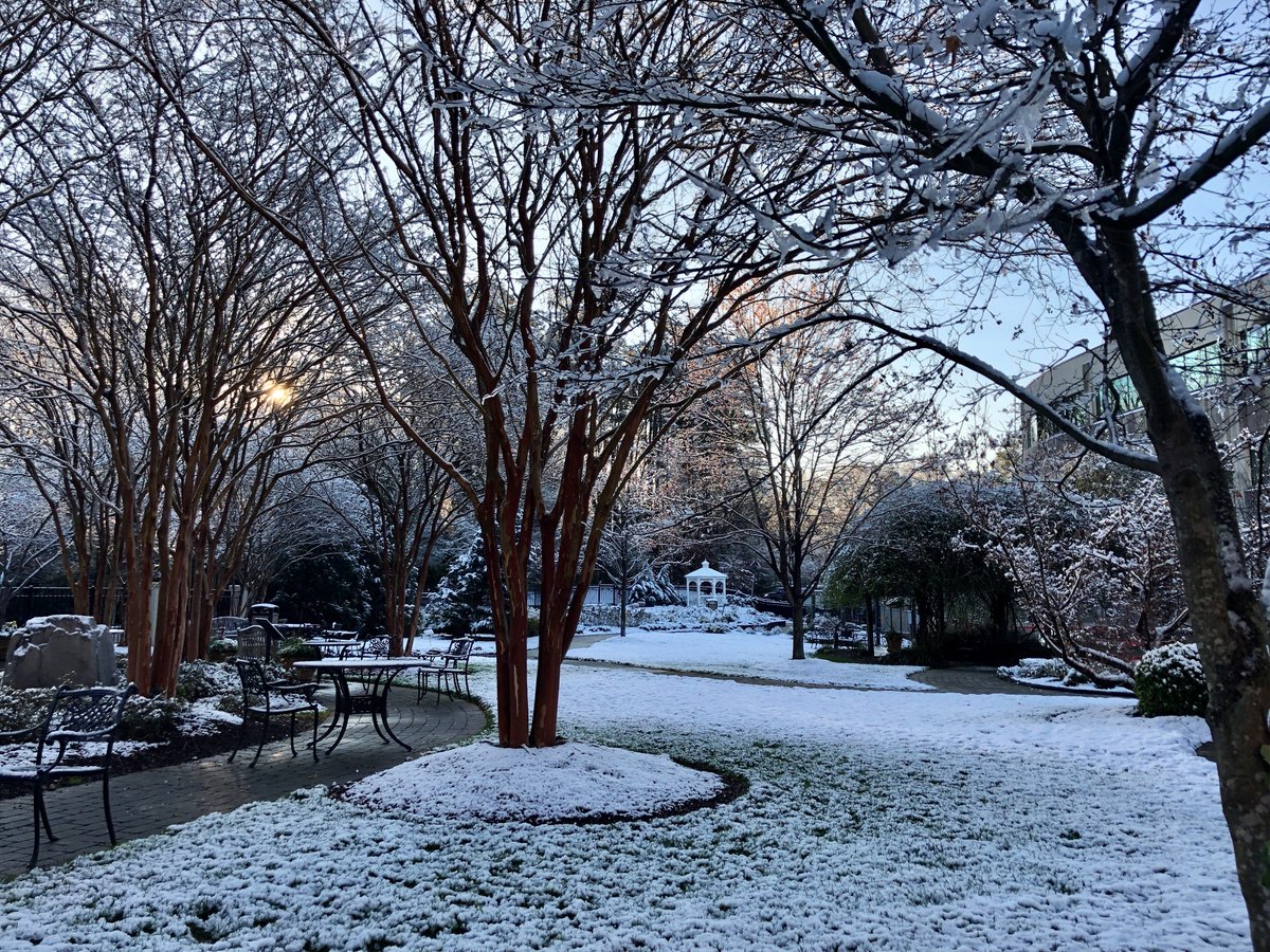 DukeRaleigh's tweet photo. There's still a little snow on grassy areas of our main campus, but crews have been hard at work preparing our walkways and roads for you today. To our team members, patients, and visitors, please do remember to allow extra time and use caution when traveling today. #pictureduke https://t.co/oW1xSM7RJY