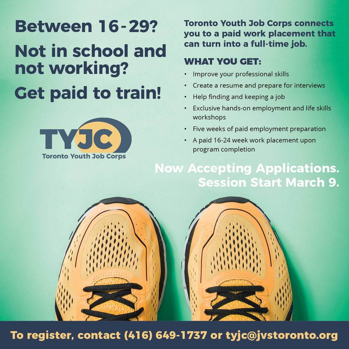 JVSToronto's tweet photo. Now accepting applications. Get job search support and a paid work placement through Toronto Youth Job Corps. To register, contact 416 649-1737 or tyjc@jvstoronto.org. #TOJobs #youthjobs #TYJC #youthemployment https://t.co/DAhD2VXhi4