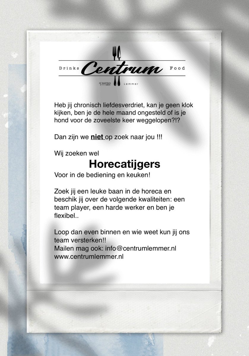 Zijn wij op zoek naar jou? ⬇️ #vacature #bediening #keuken #lemmer
