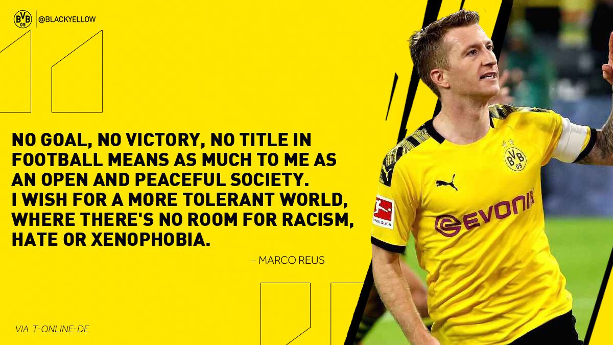 BVB09MEX's tweet photo. Ningún gol, victoria o título en fútbol significa mucho para mí, como lo significa una sociedad abierta y pacífica. Deseo un mundo más tolerante, sin espacio al racismo,  odio y xenofobia. https://t.co/9kTyZkSjOj