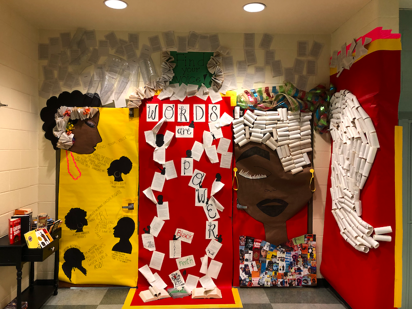 MrsFrench_GMS's tweet photo. So proud of our students! The door decorating contest was perfect for bringing the students in 111/113 together! #Teamworkmakesthedreamwork #BlackHistoryMonth2020 #RangerPride @gms_mrsb  Thank you for your inspiration @JasonReynolds83 @angiecthomas https://t.co/KT0ag0CduM