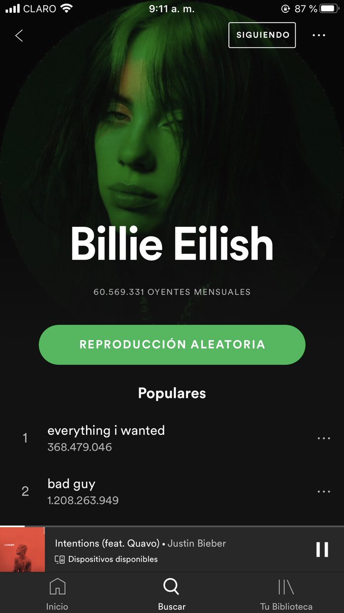 beliebelatins's tweet photo. Definitivamente @justinbieber a superado a @billieeilish como uno de los mรกs escuchados en Spotify, Justin teniendo 65.260.716 oyentes mientras Billie 60.569.331. Estoy muy orgullosa de ser Belieber ๐ฅฐ #Beliebers #CHANGESOUTNOW #ChangesTour #intentionsoutnow https://t.co/gOJaJPc06s
